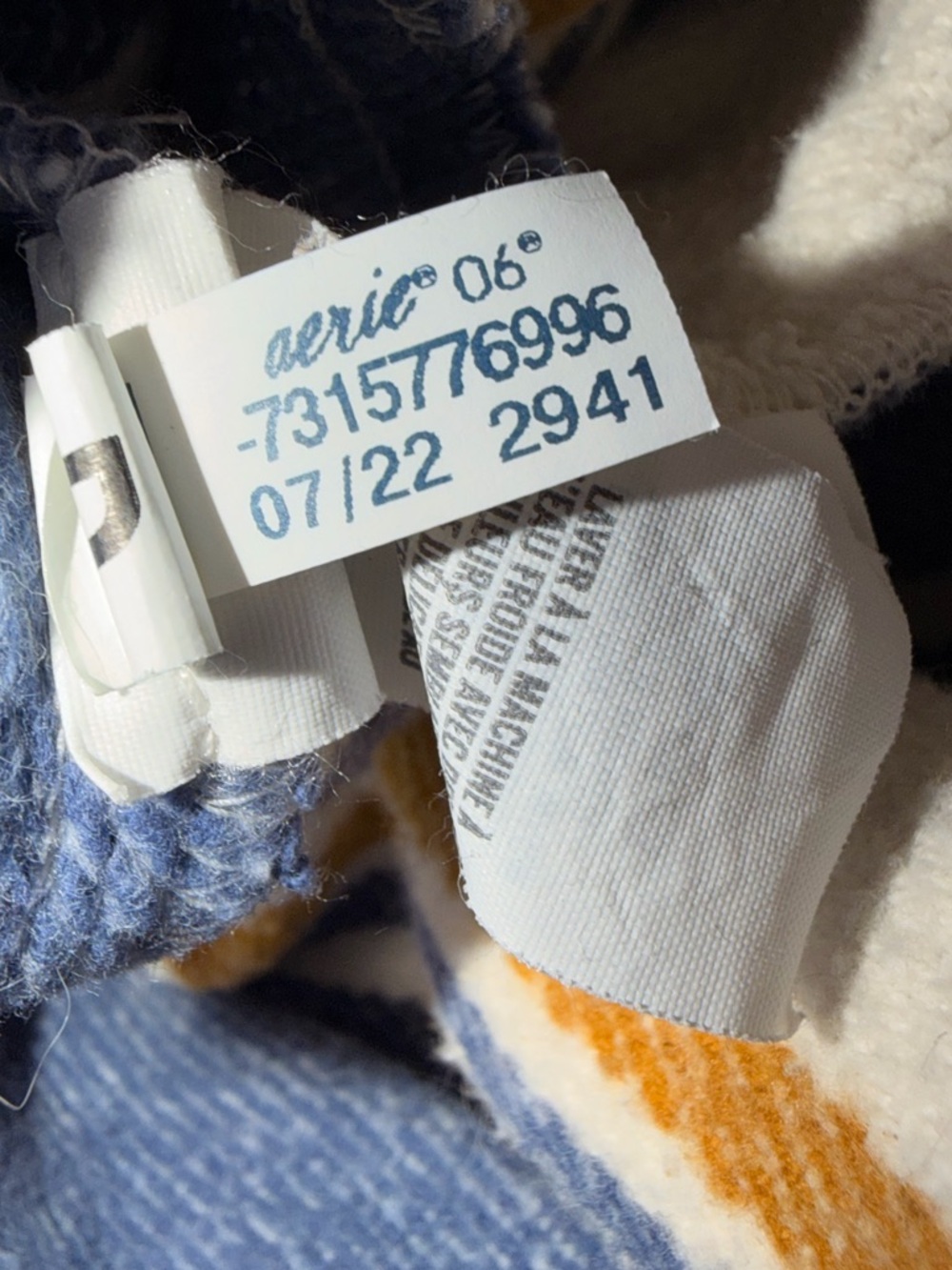 Aerie Oversized Flannel Shacket Jacket Cream Blue Stripe Cotton Size M - Picture 11 of 13